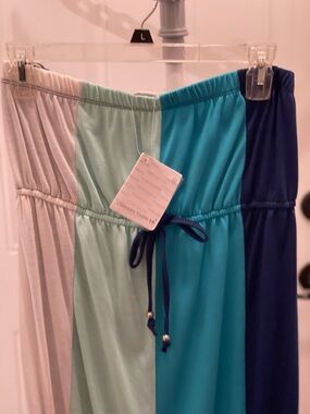 Colorblock Maxi Dress - Mint, Teal, Navy, Cream Colors.